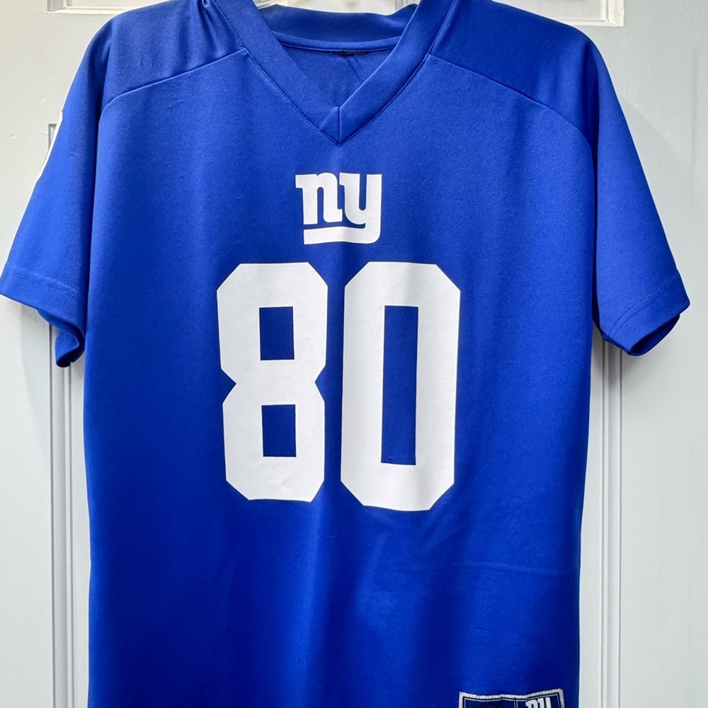 NFL NY Giants #80 Victor Cruz Blue Short Sleeve V Neck Team Jersey Women’s Sz L